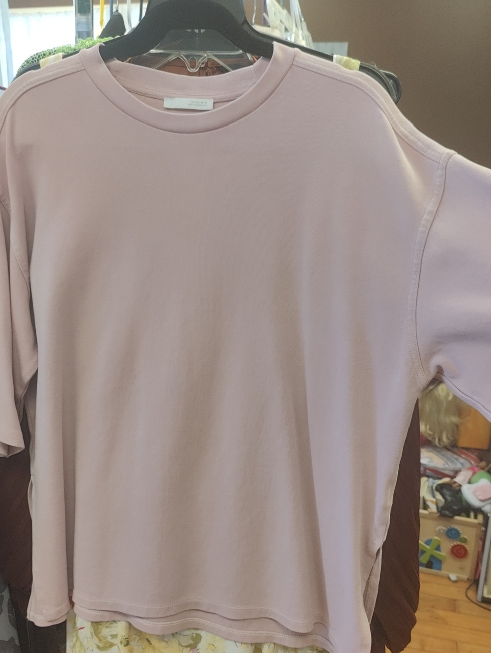 Zara Light Mauve Crewneck Short Sleeve Shirt